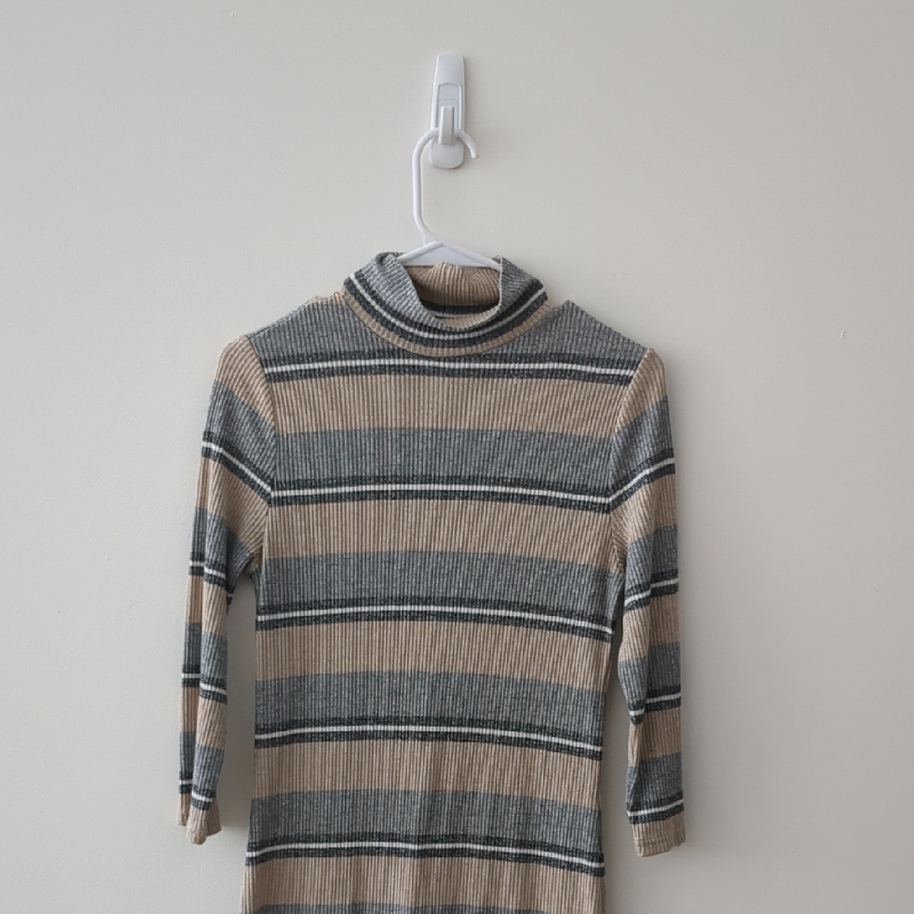 Striped Turtleneck Sweater Dress
